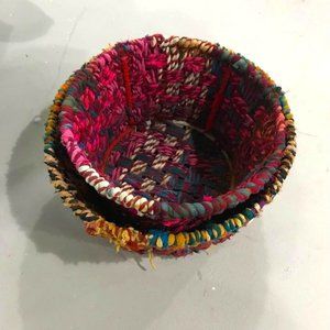 Woven fiber baskets
